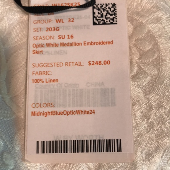 W by Worth White Embroidered Pencil Skirt Size 4 w/ Back Zip and Vent NWT - Picture 9 of 10